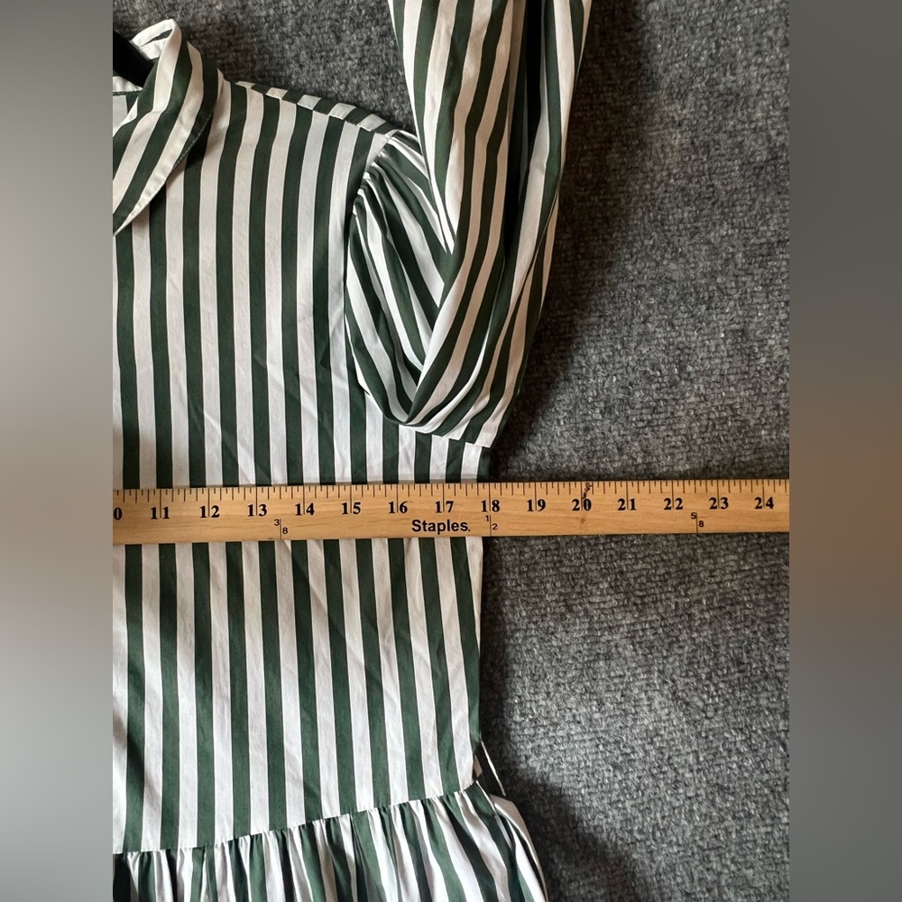 Maje Paris women striped Dress Greenwhite flared skirt formal coquette 32”waistM - Picture 4 of 16